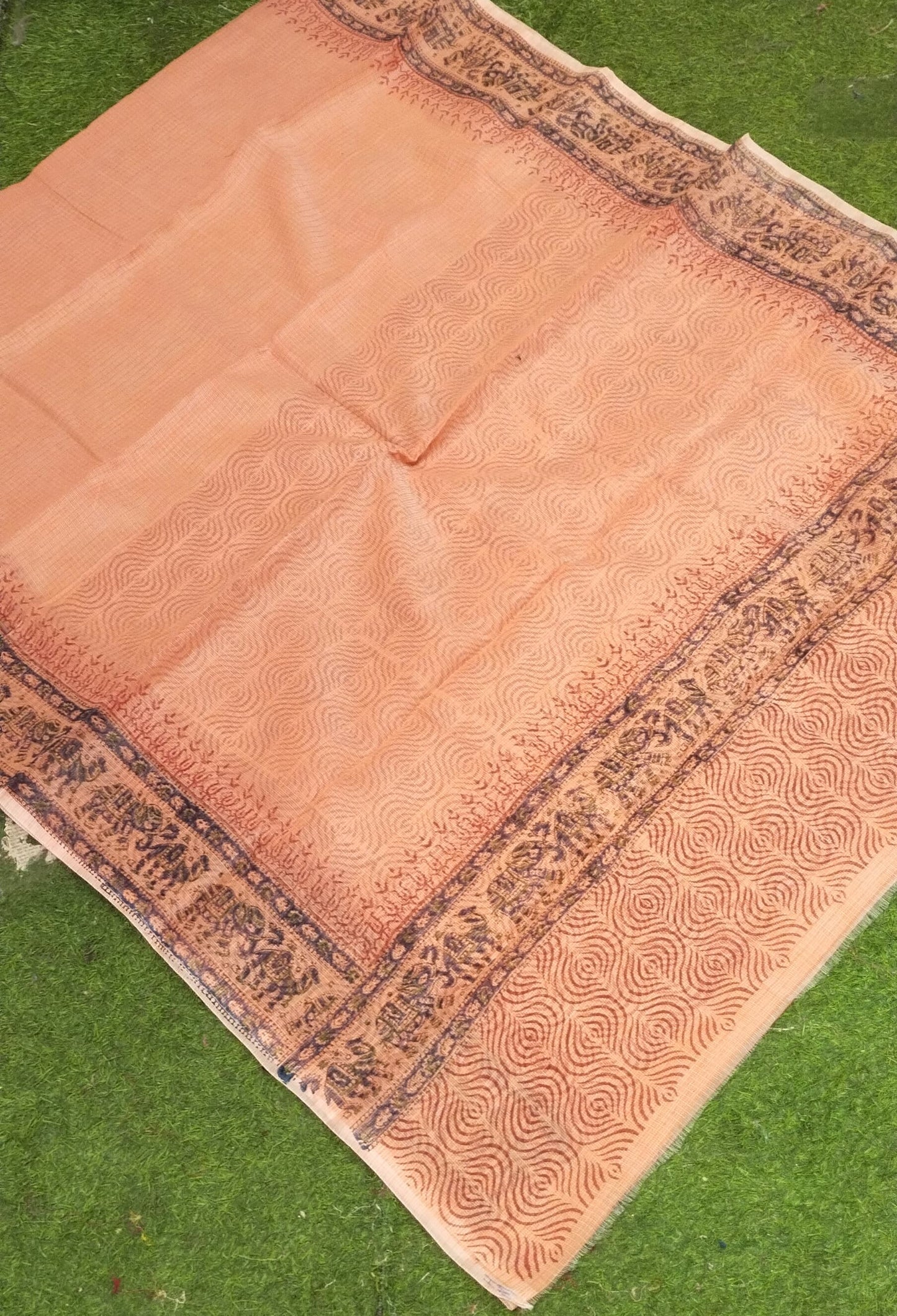 Kota Doria Hand Block Printed Sarees