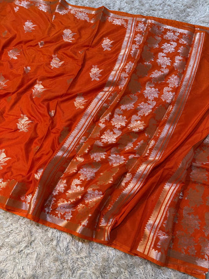 Banarasi Georgette Silk Sona rupa weaving border Saree.