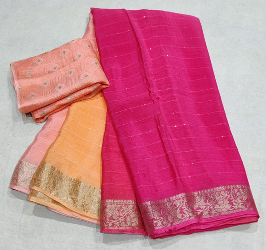 Pure Chinon Chiffon Multicolor Sikvans Work Saree