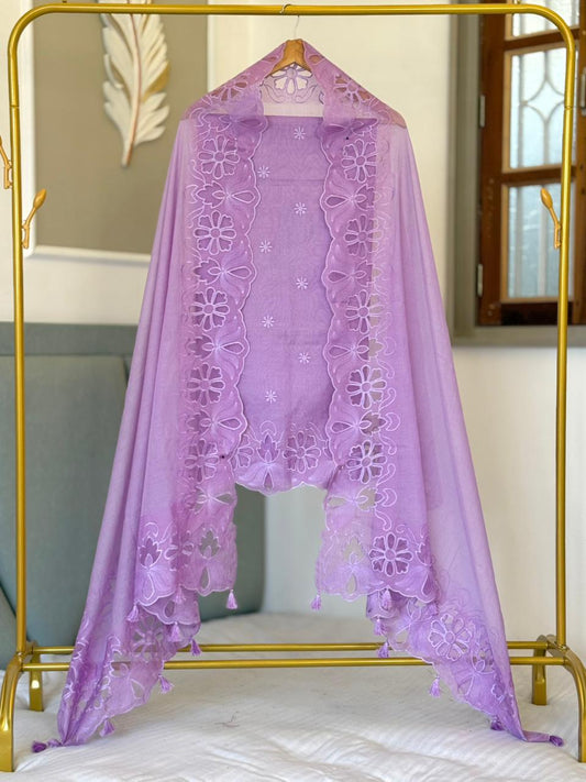 Pure Banarasi Chanderi Silk Embroidery Work Unstitched Suit.