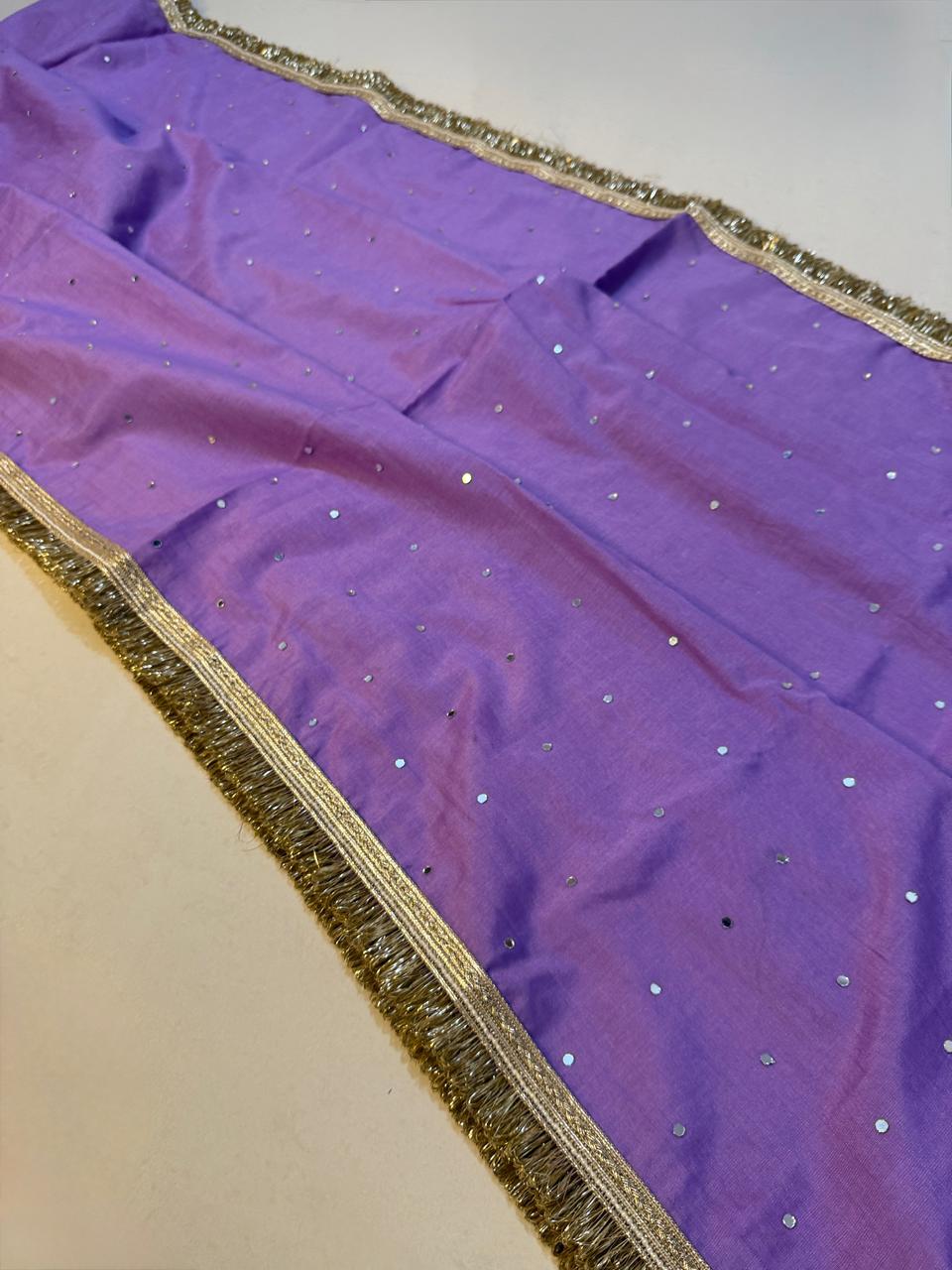 Banarasi Cotton Very soft Silk Saree with Mirror and Lace Work