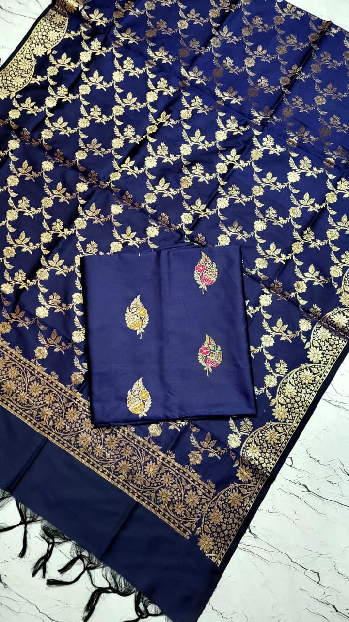 Banarasi Zari Work Unstitched Suit with Dupatta.