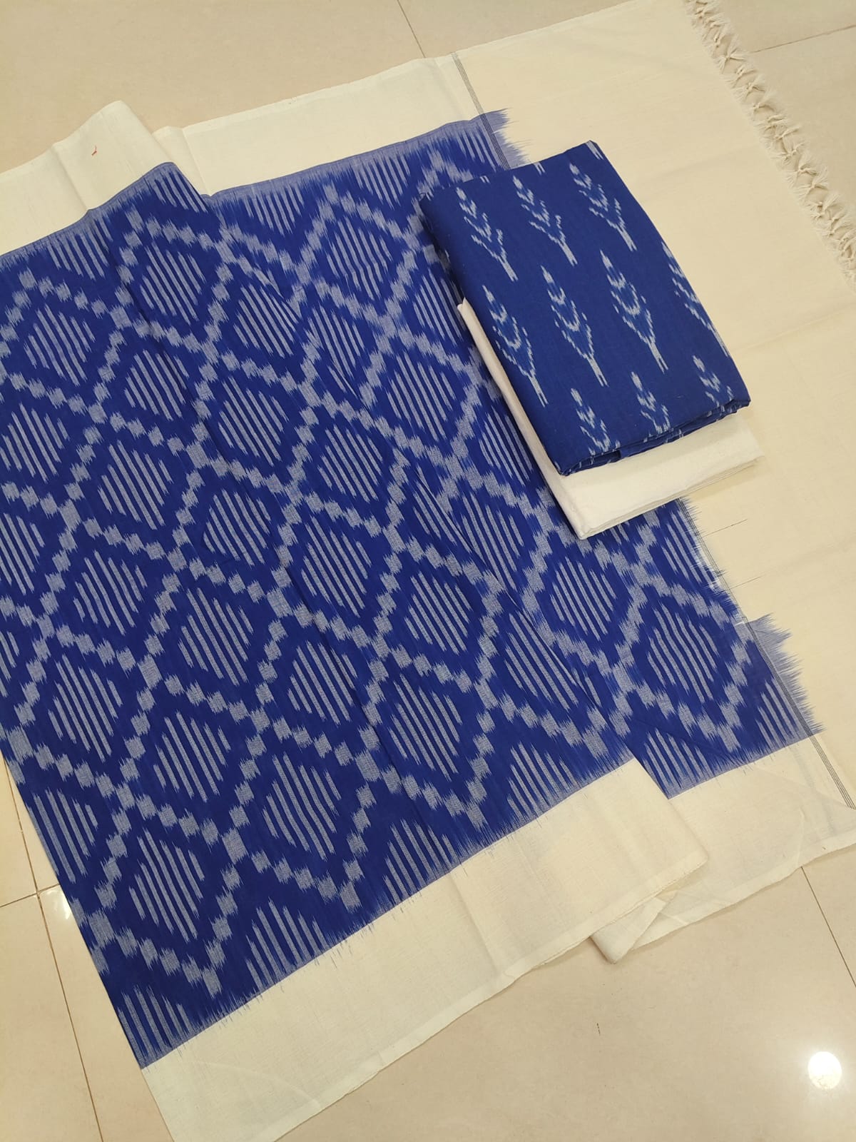 Pure Double Ikkat Cotton Unstitched Suit.