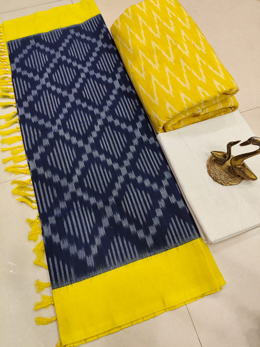 Beautiful Pure Cotton Double Ikkat Unstitched Suit.