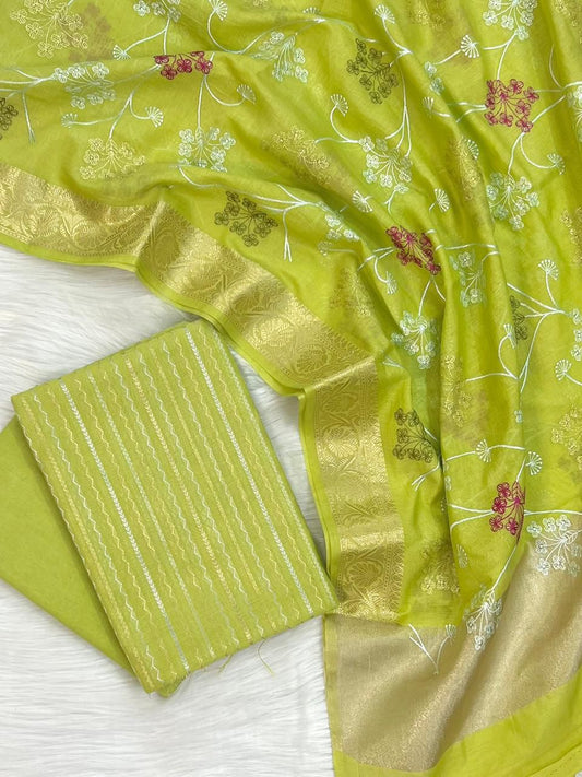 Banarasi Chanderi Embroidery Work Unstitched Suit