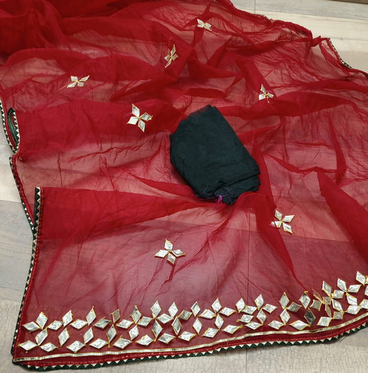 Pure Organza Gota patti Work Saree