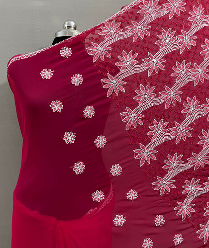 Pure Georgette Chikankari Work Saree