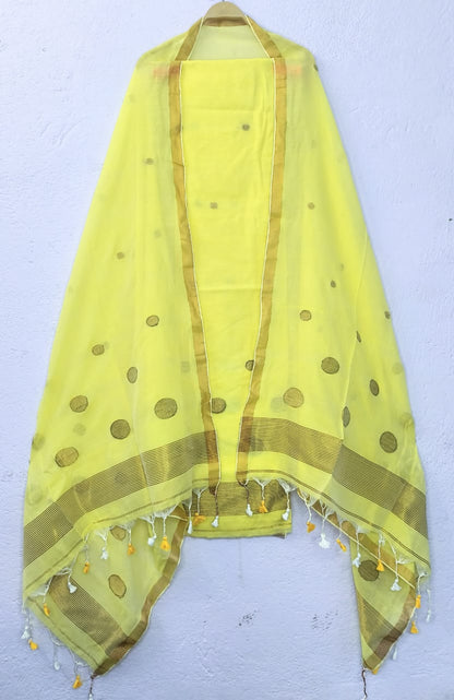 Pure Maheswari Silk Cotton Handwoven Unstitch Suit.