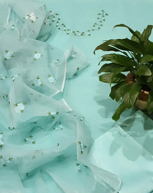 Pure Kota Doria Unstitched suit.