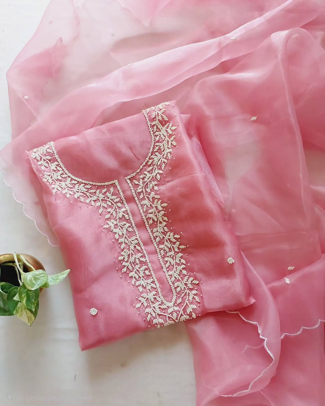 Pure Organza Hand Work Unstitched Suit