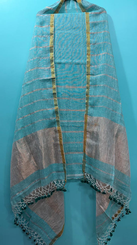 Pure Linen Jamdani Unstitch Suit.