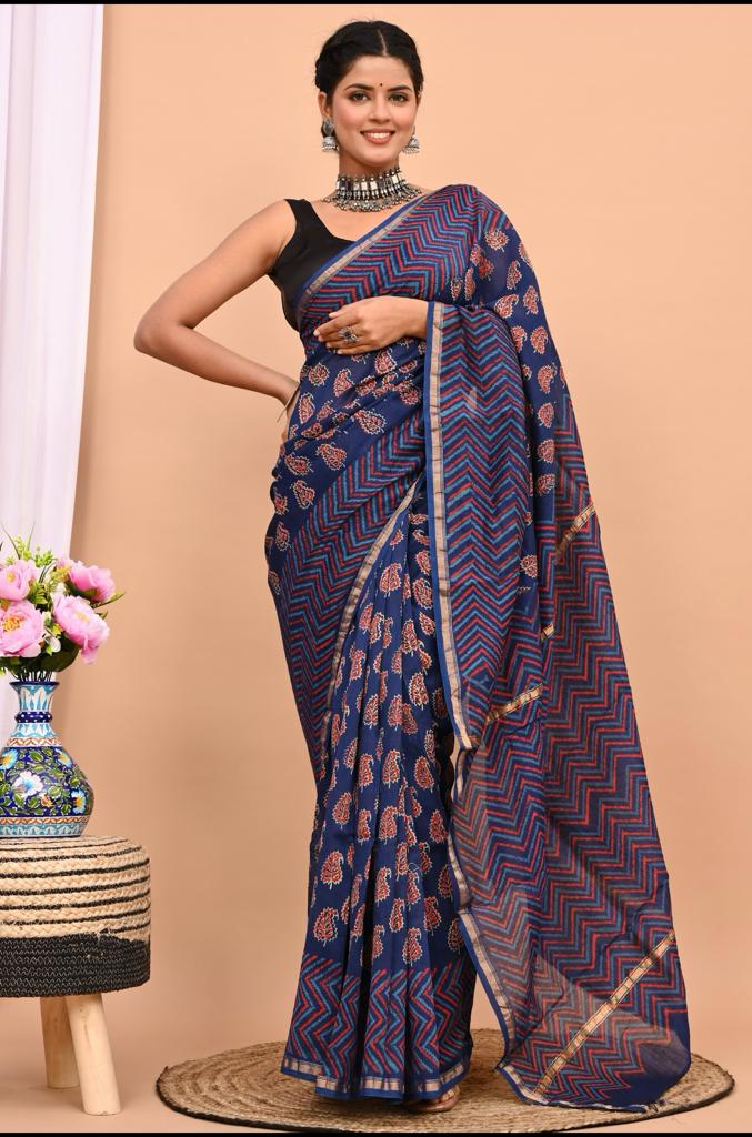 Beautiful Pure Chanderi Printed Silk Saree