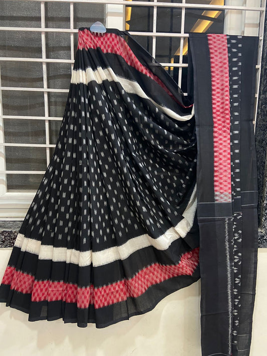 Beautiful Ikkat Cotton Saree With Blouse