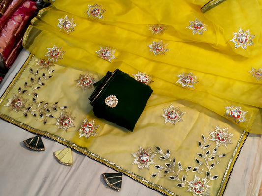 Pure Organza Gota patti Work Saree