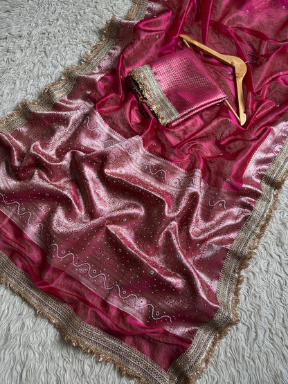 Banarasi Tissue lace Work Soft Silk Saree.