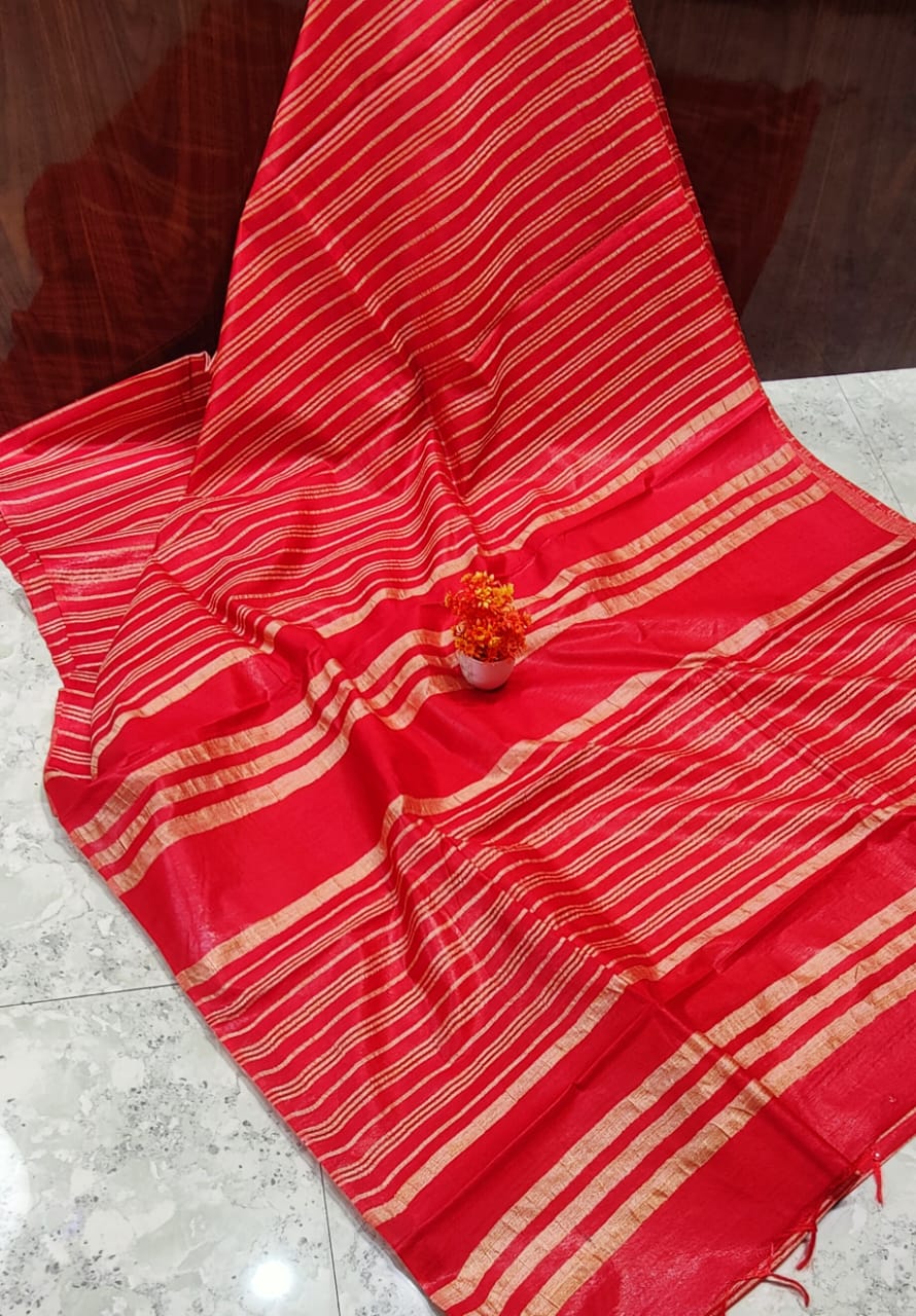 Bhagalpuri Cotton Stripe weaving Saree