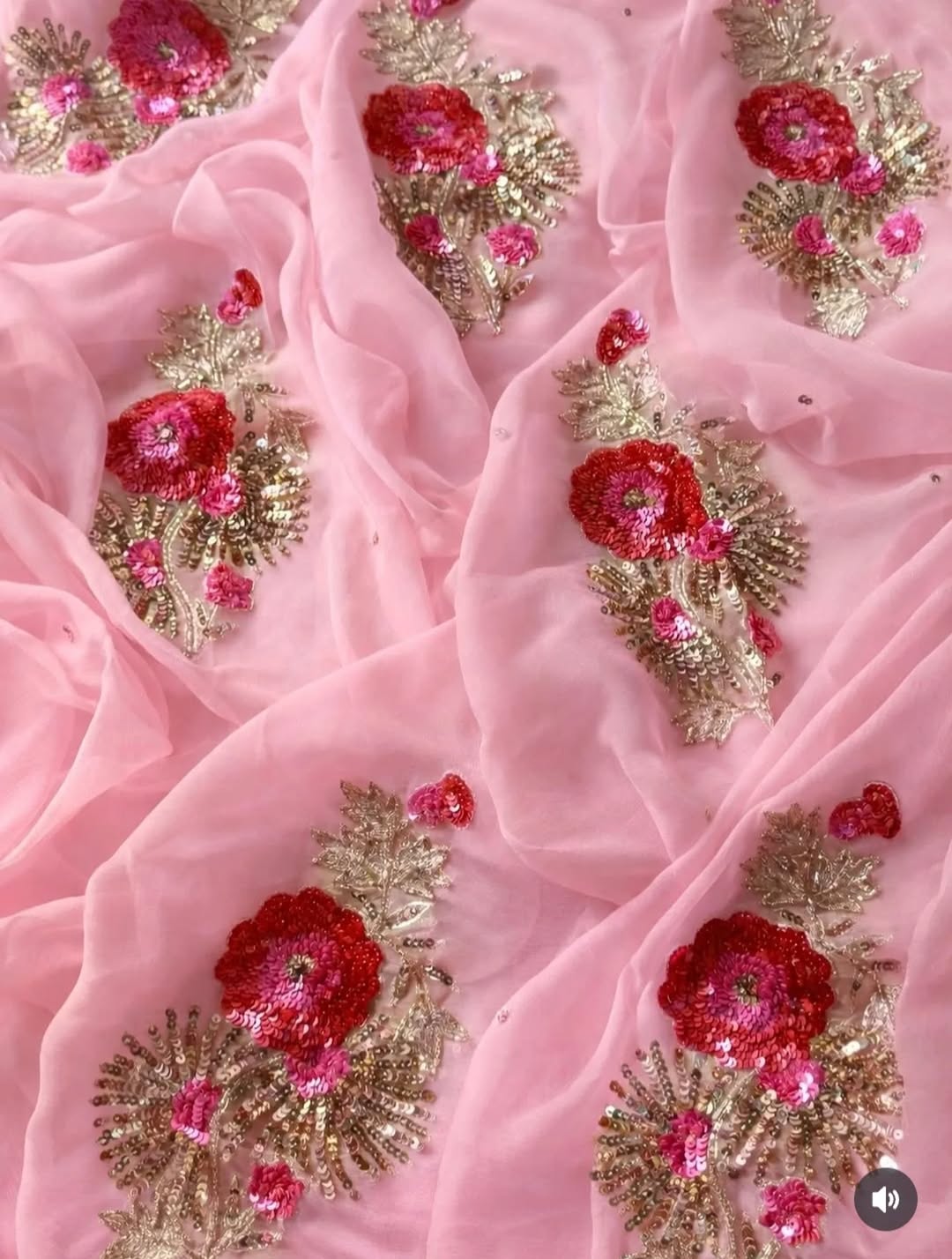 Pure Diamond Chiffon Hand Work Saree.