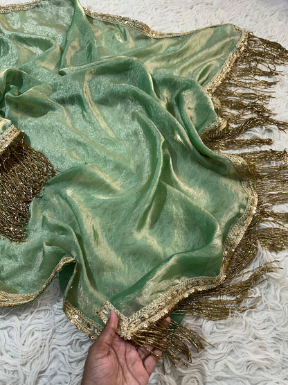 Banarasi Premium Tissue katdana lace Work Soft Silk Saree