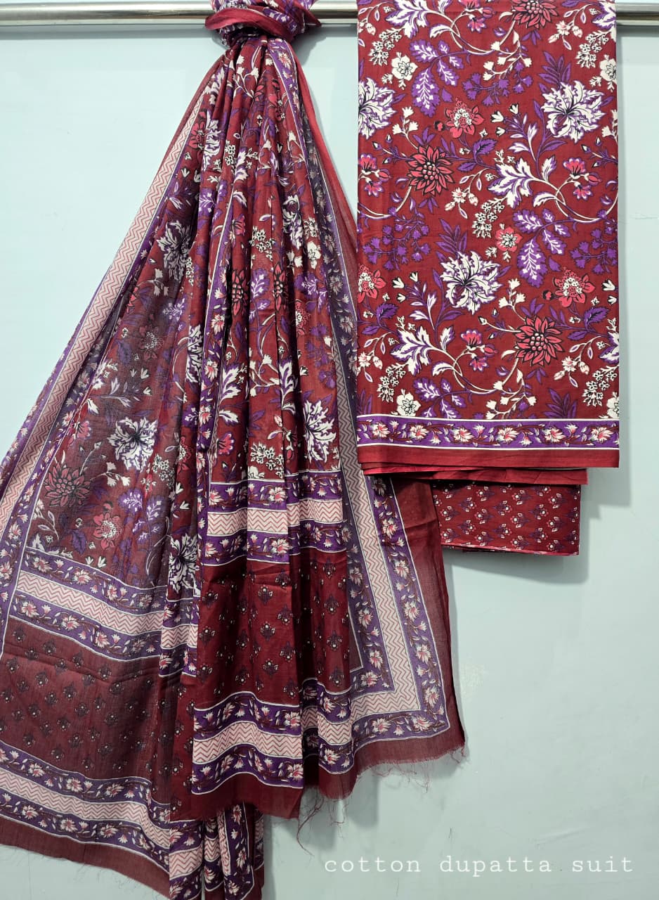 Pure Cotton Hand Block Printed Unstitched Suits.