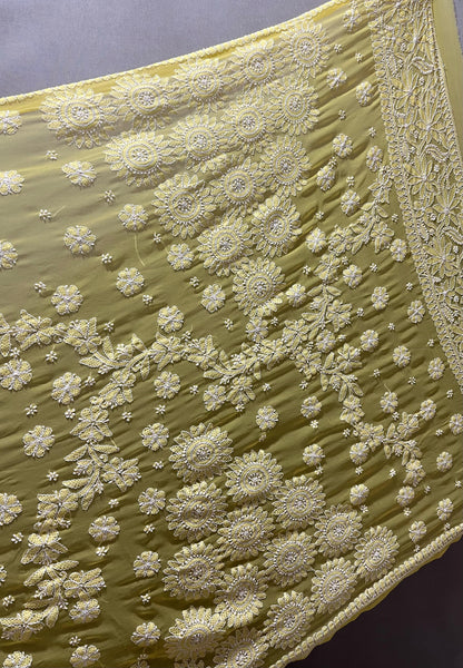Pure Georgette Chikankari Work Saree.