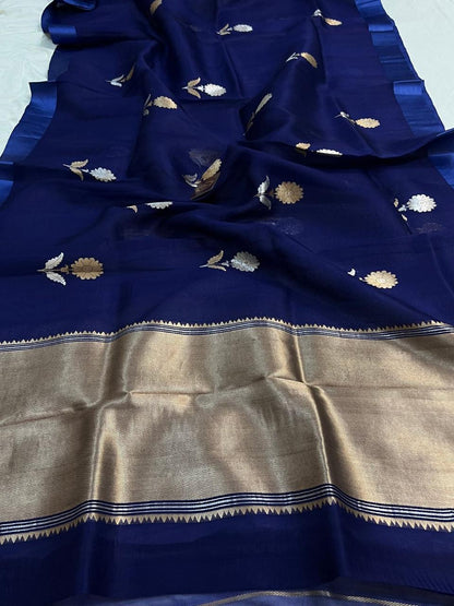 Banarasi Semi Georgette Very soft silk saree Designer Rich pallu