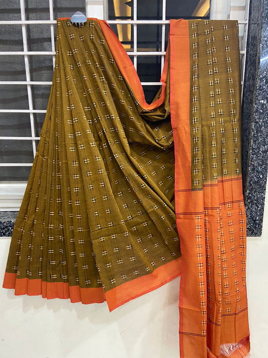 Beautiful Ikkat Cotton Saree With Blouse