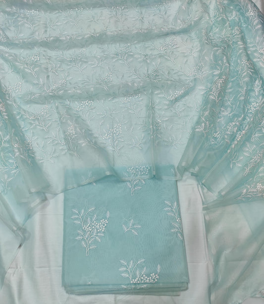 Banarasi Organza Silk Embroidery Work Unstitched Suit