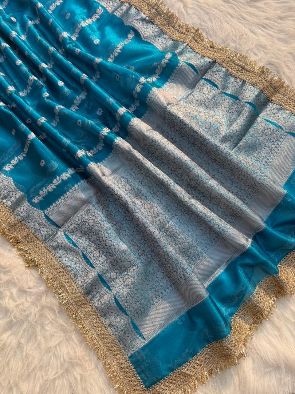 Banarasi Tissue Silk Tilfi Meena Work Saree.