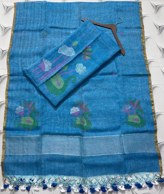 Pure Linen Jamdani Unstitch Suit.