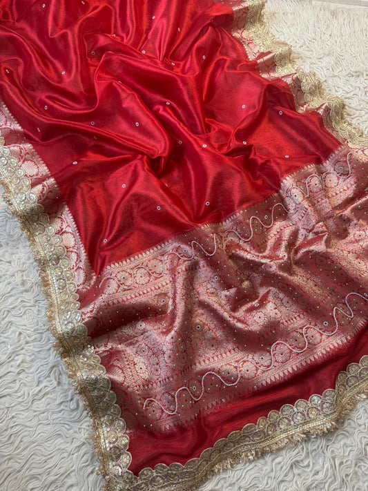 Banarasi Tissue lace Work Soft Silk Saree.