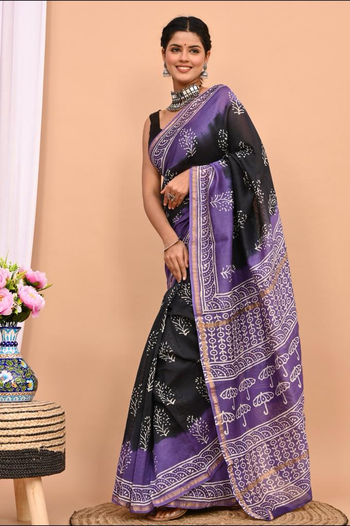 Beautiful Pure Chanderi Printed Silk Saree