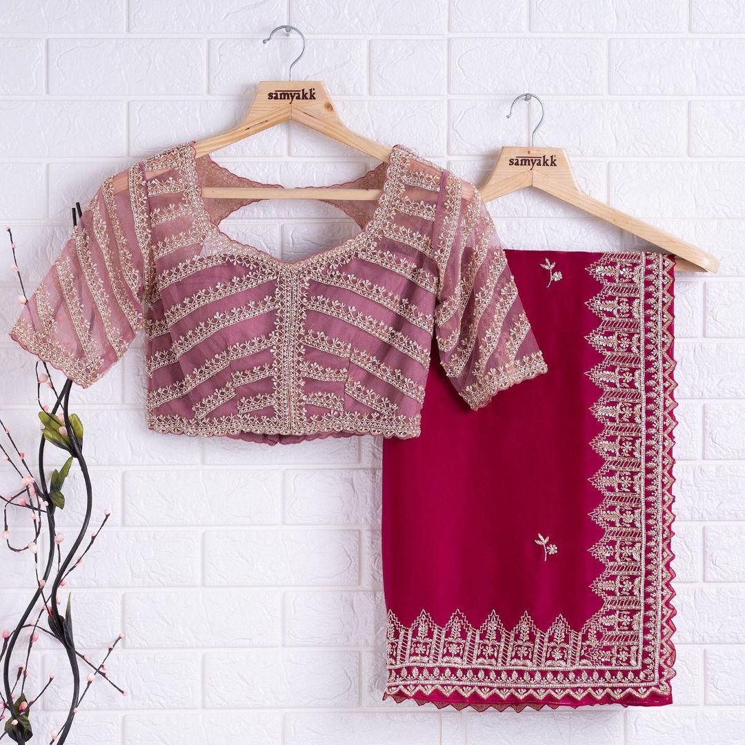 BEAUTIFUL HAND EMBROIDERED ZARDOSI WORK  ORGANZA  SAREE