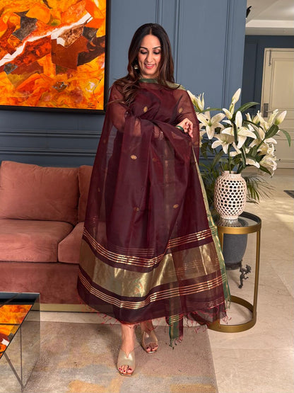 Pure Maheswari Silk Cotton Handwoven Unstitch Suit