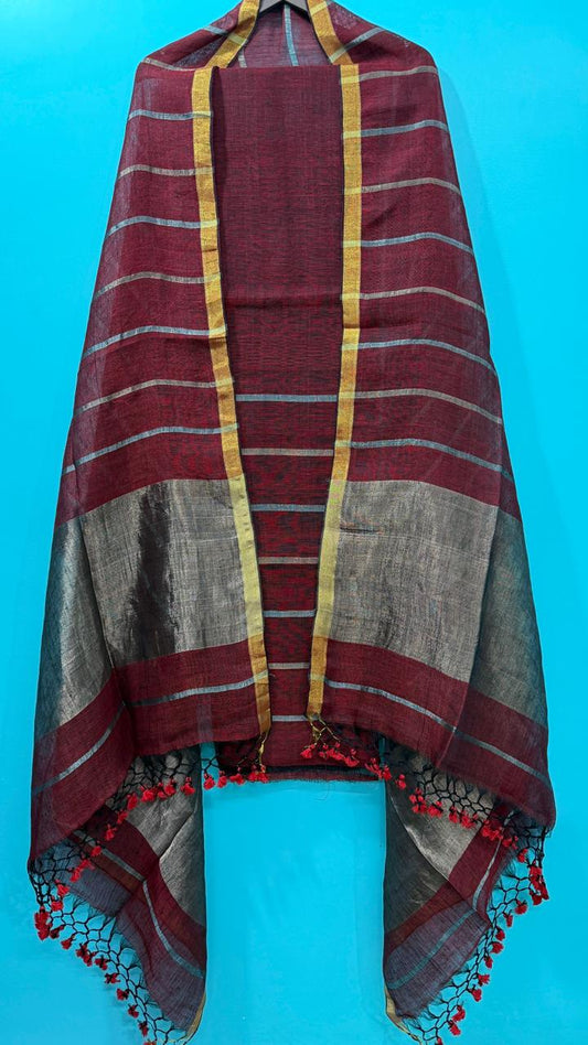 Pure Linen Jamdani Unstitch Suit.