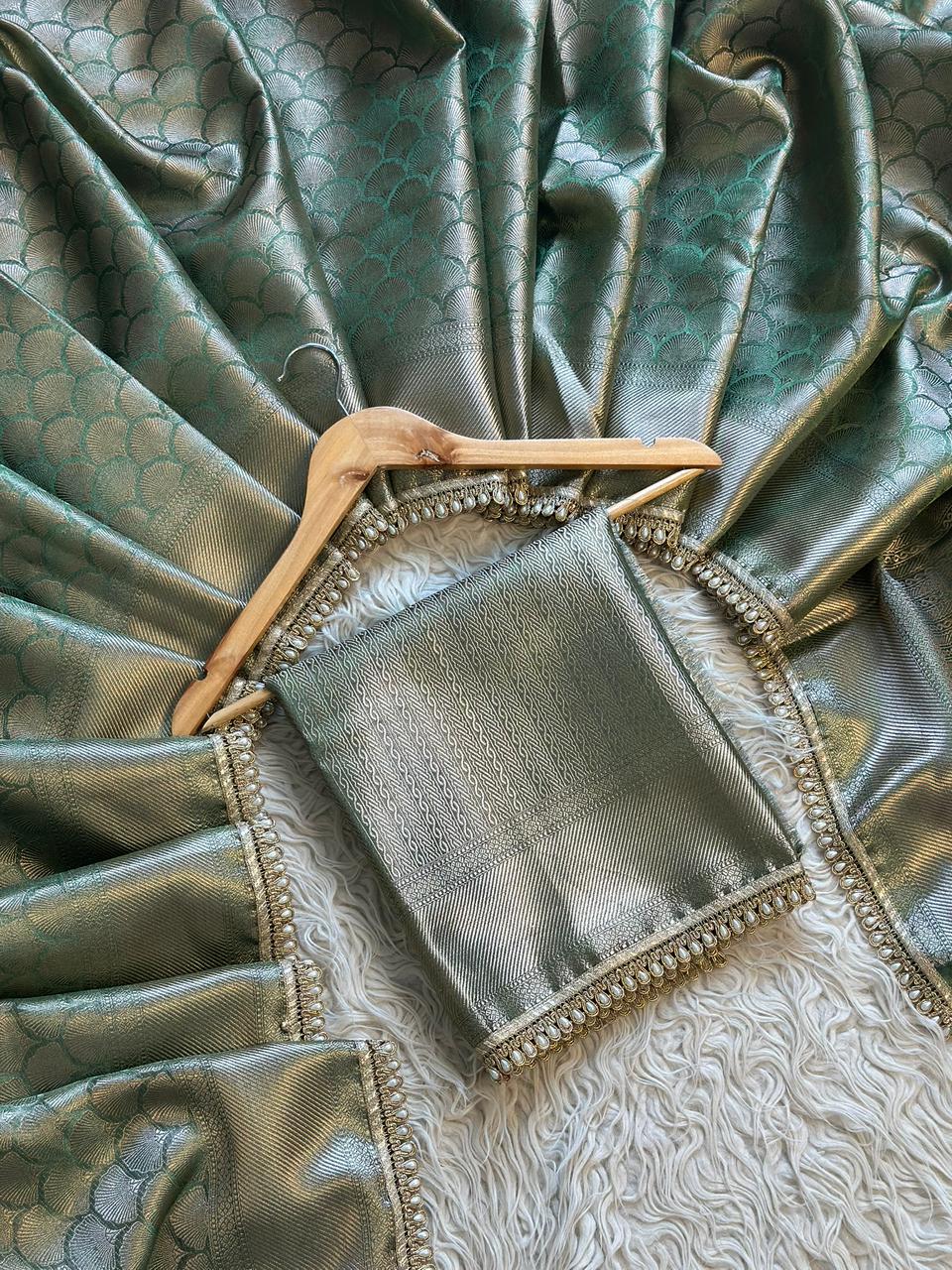 Banarasi Tissue lace Work Soft Silk Saree.