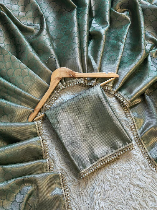 Banarasi Tissue lace Work Soft Silk Saree.