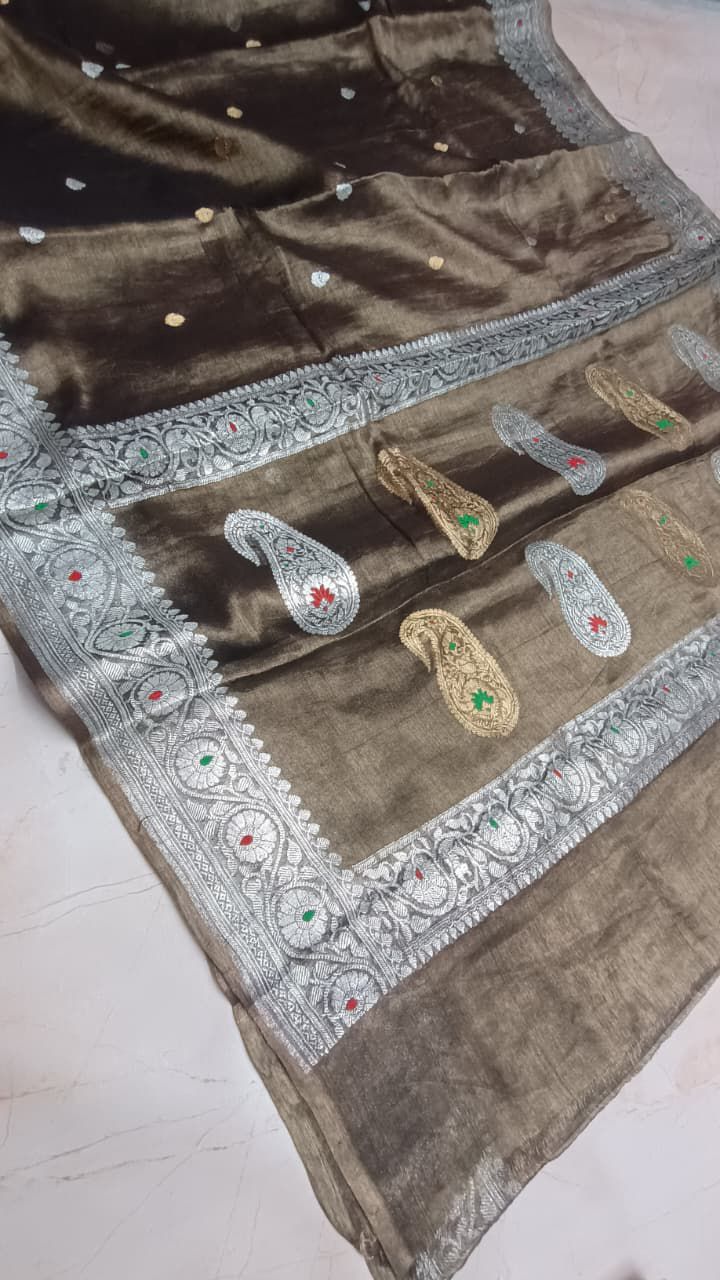 Pure Banarasi Handloom Tissue Silk Saree.