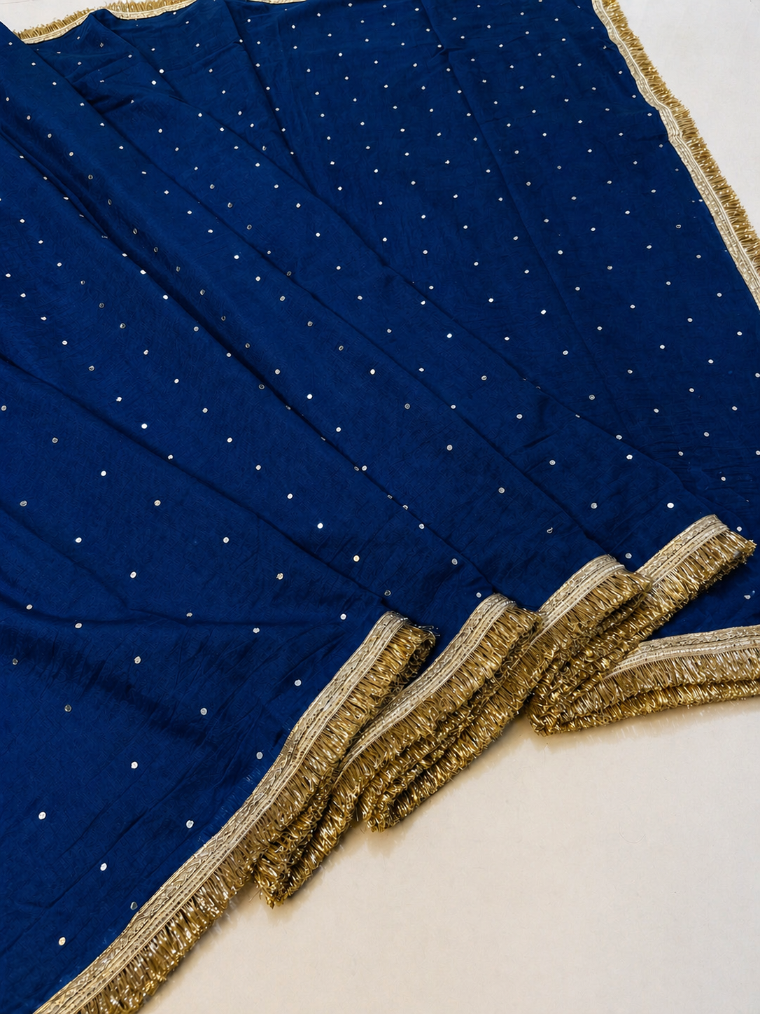 Banarasi Cotton Very soft Silk Saree with Mirror and Lace Work.