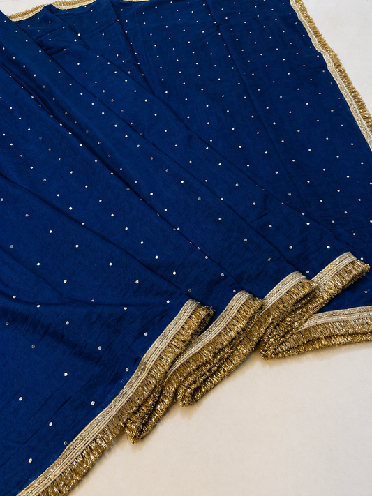 Banarasi Cotton Very soft Silk Saree with Mirror and Lace Work.