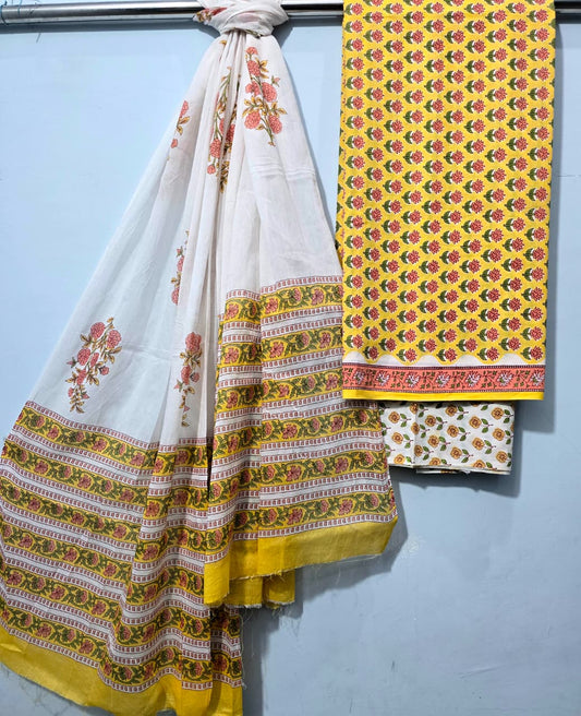 Pure Cotton Hand Block Printed Unstitched Suits.