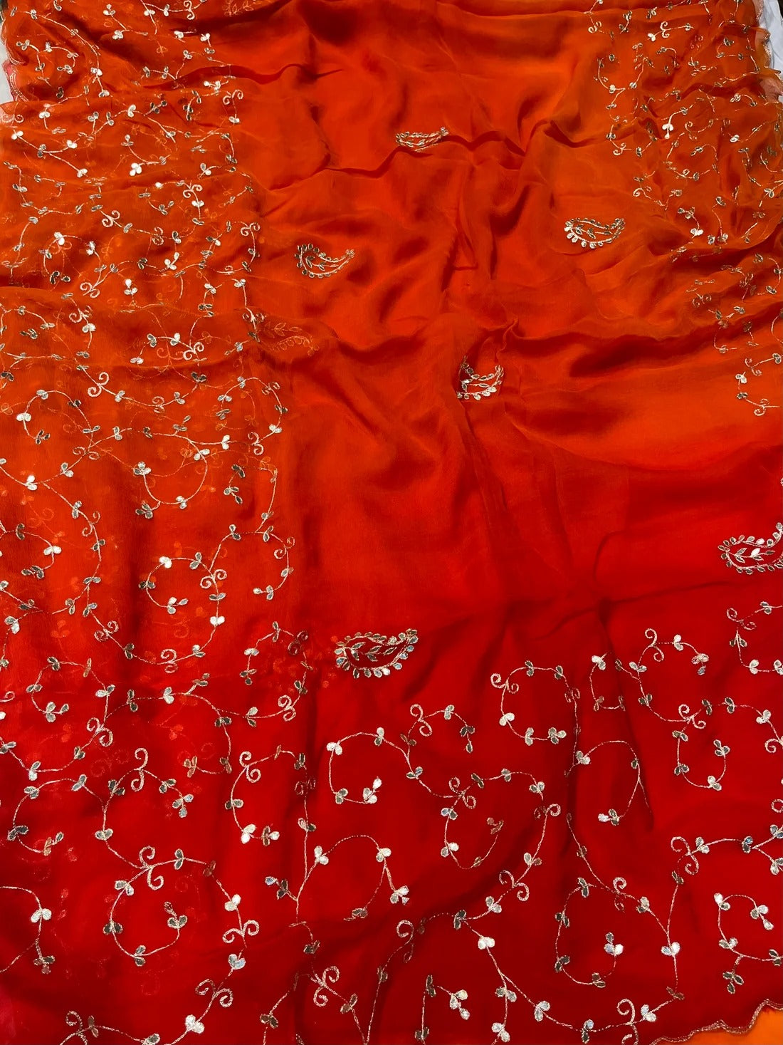 Pure Diamond Chiffon Hand Work Saree.