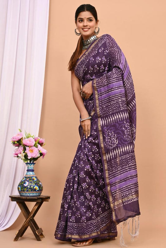 Beautiful Pure Chanderi Printed Silk Saree