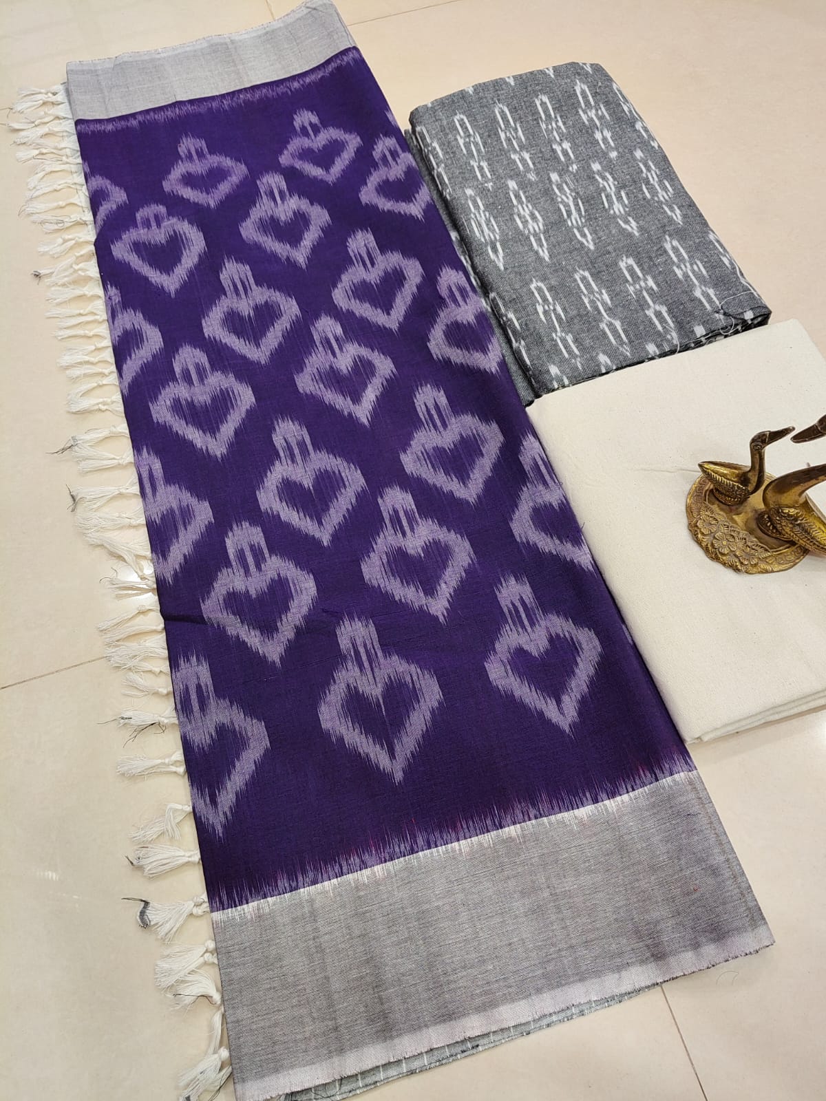 Beautiful Pure Cotton Double Ikkat Unstitched Suit.