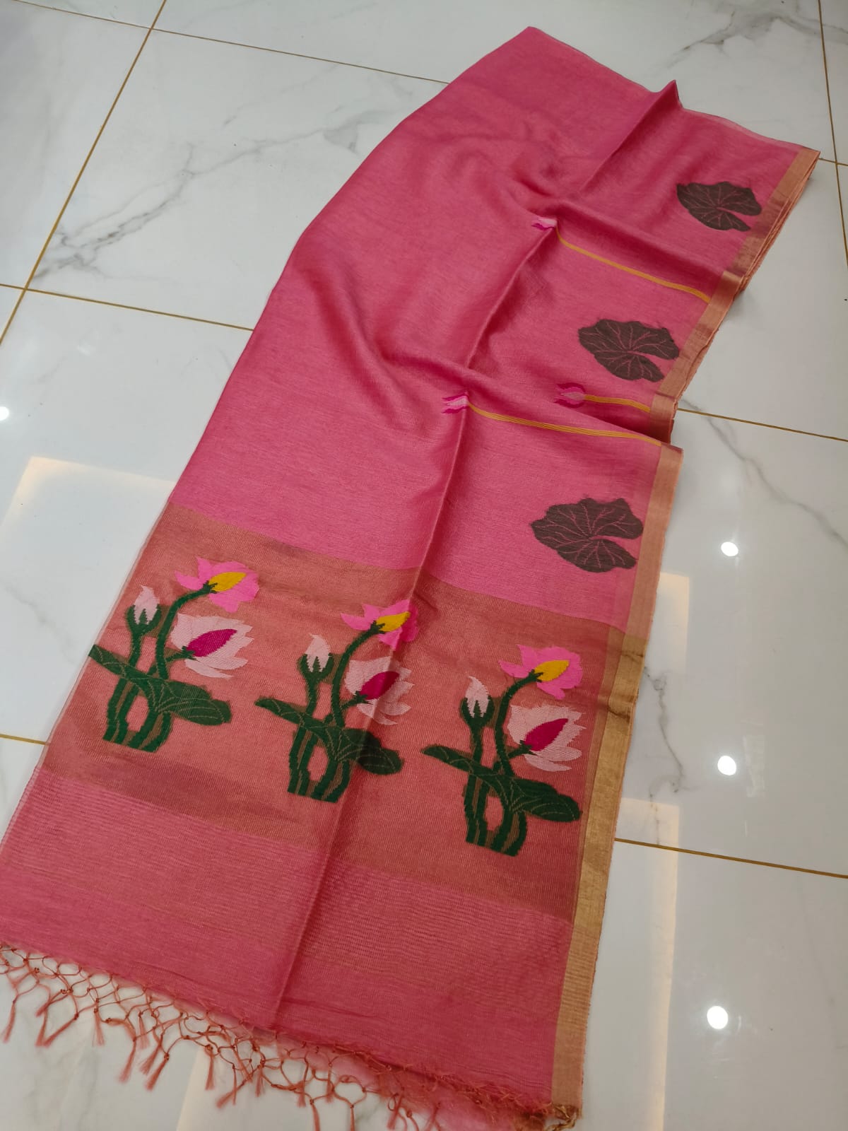 Pure Linen Tissue Saree with Blouse.
