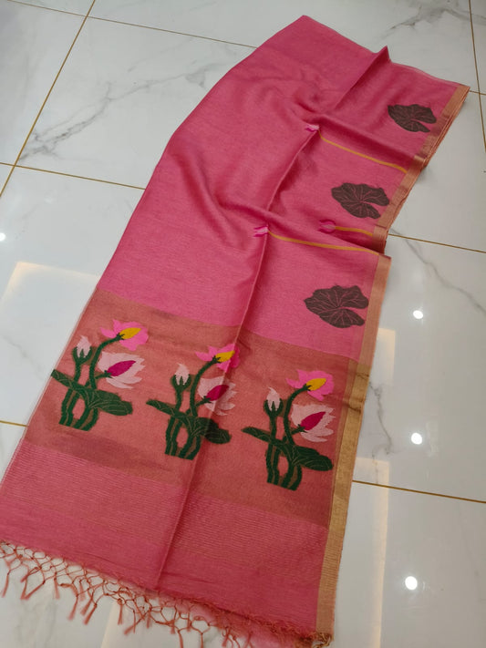 Pure Linen Tissue Saree with Blouse.