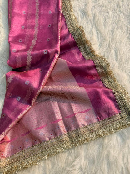 Banarasi Tissue Silk Tilfi Meena Work Saree.