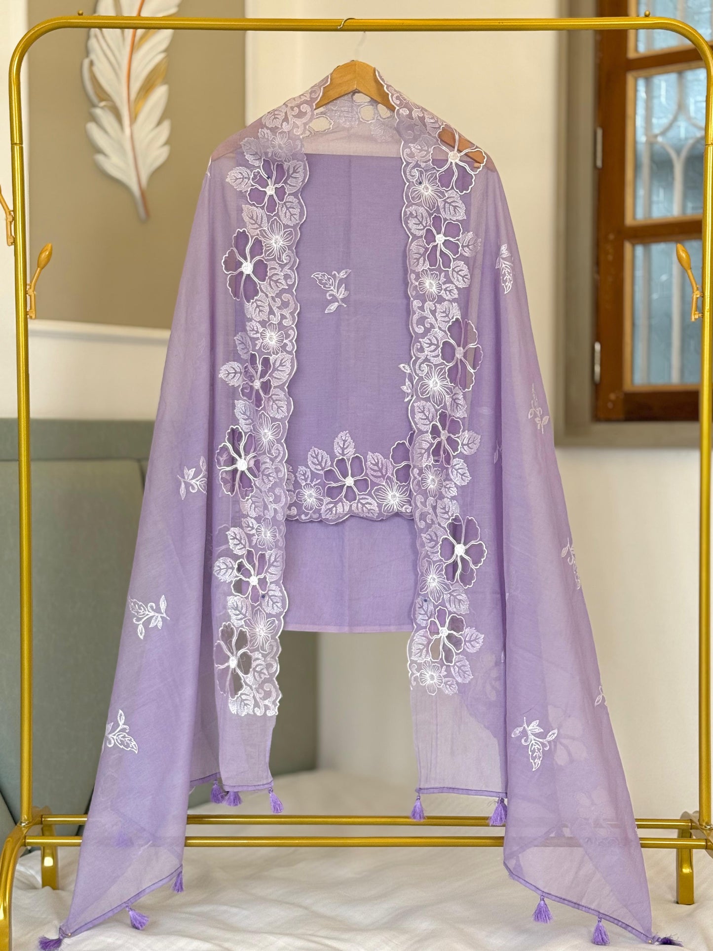 Banarasi Chanderi Silk Embroidery Work Unstitched Suit