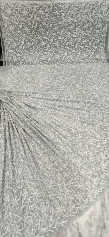 Lucknowi Tepchi Jaal Work Saree.