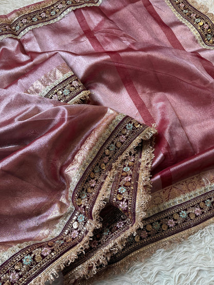 Banarasi Tissue lace Work Soft Silk Saree