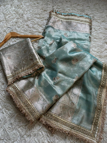 Banarasi Tissue lace Work Soft Silk Saree.